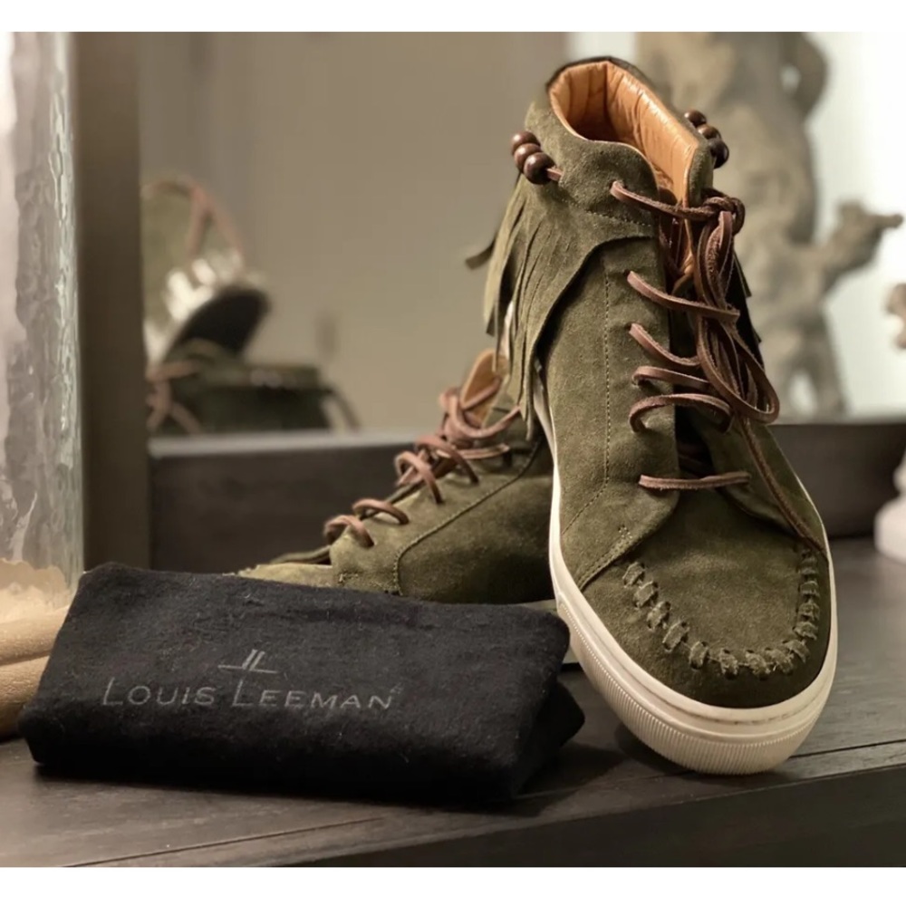 Louis Leeman Suede High Top Sneakers With Fringe